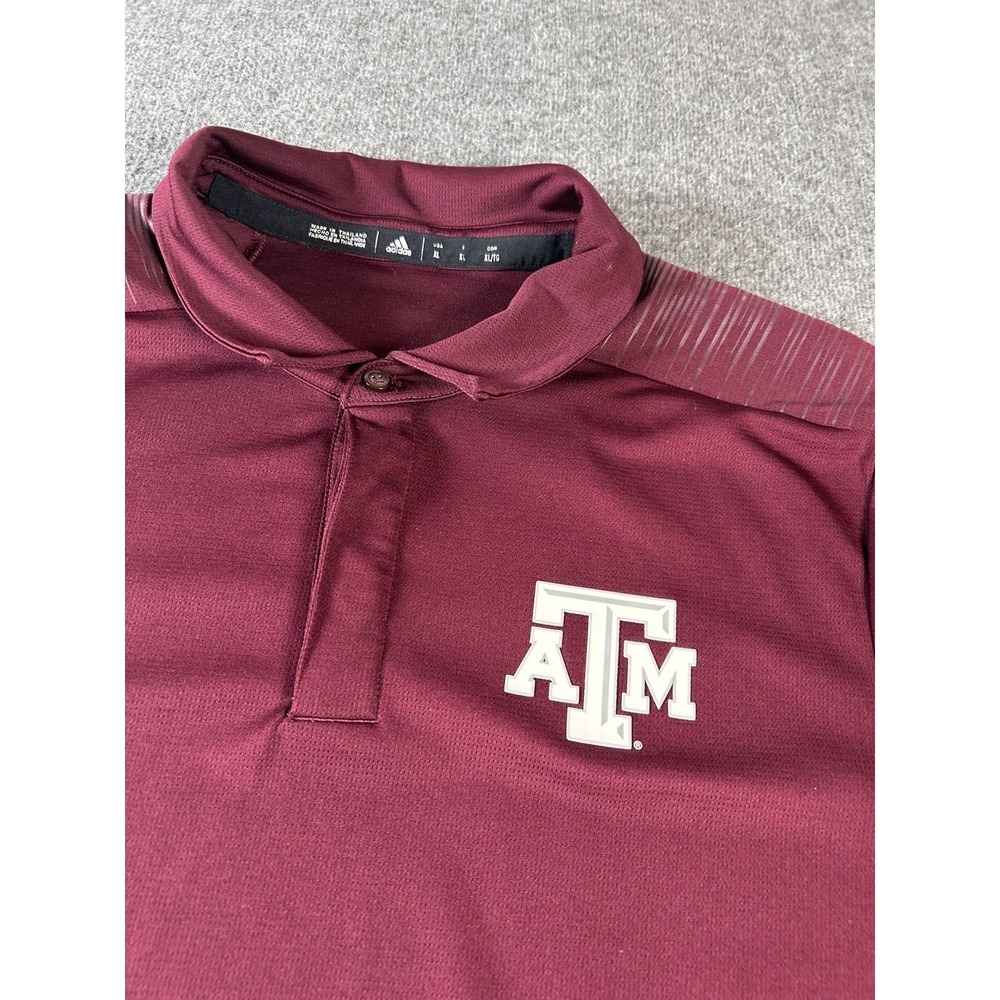 Texas A&M Aggies Adidas Polo Shirt Mens XL Maroon Performance Golf Football